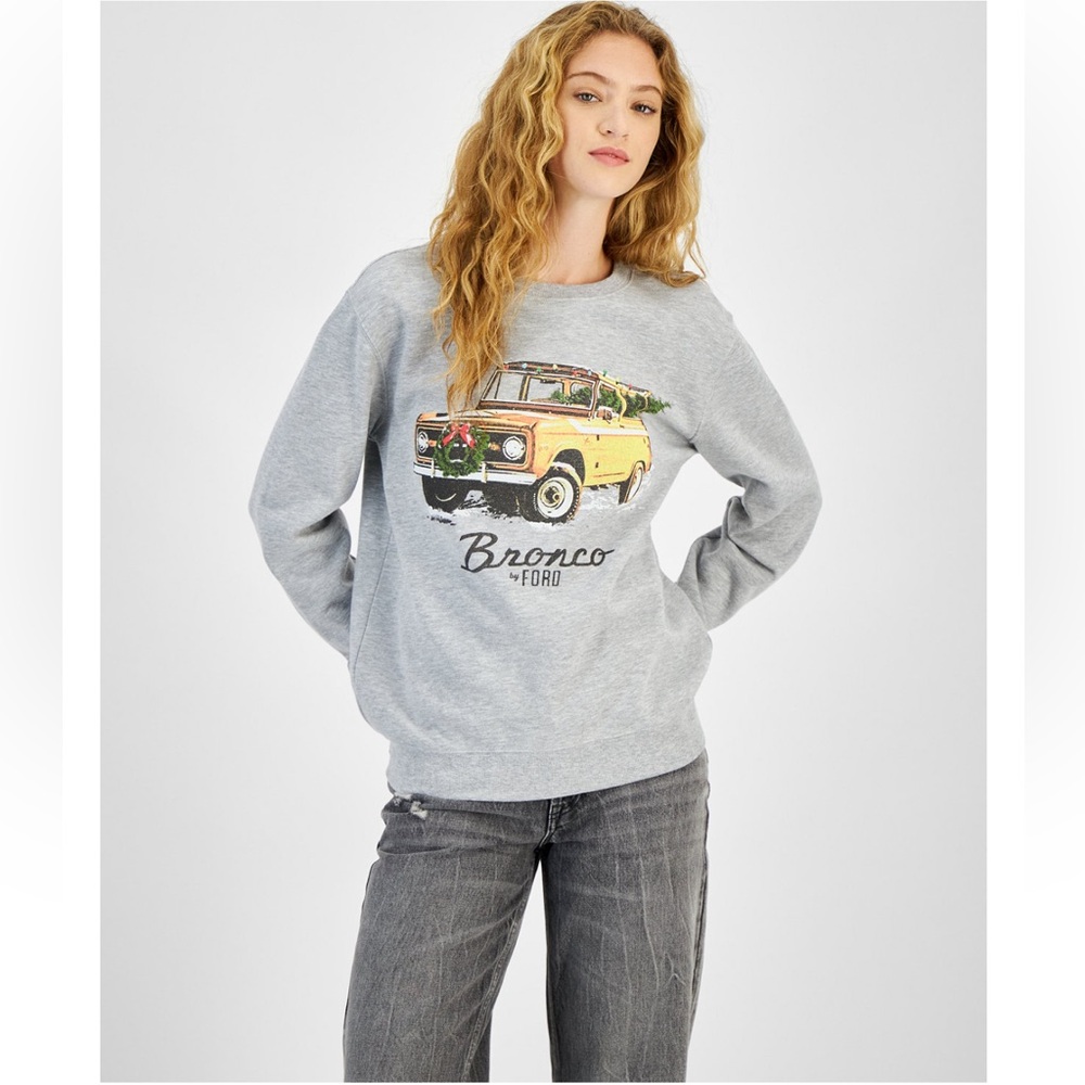 New Juniors' Bronco Christmas Crewneck Sweatshirt ford extra small sweater